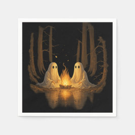 Spooky Ghost Campfire Night Forest Art - Halloween Pappersservett