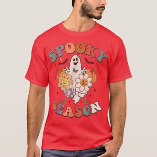 Spooky Ghost Costume Groovy Spooky Season Funny Ha T Shirt