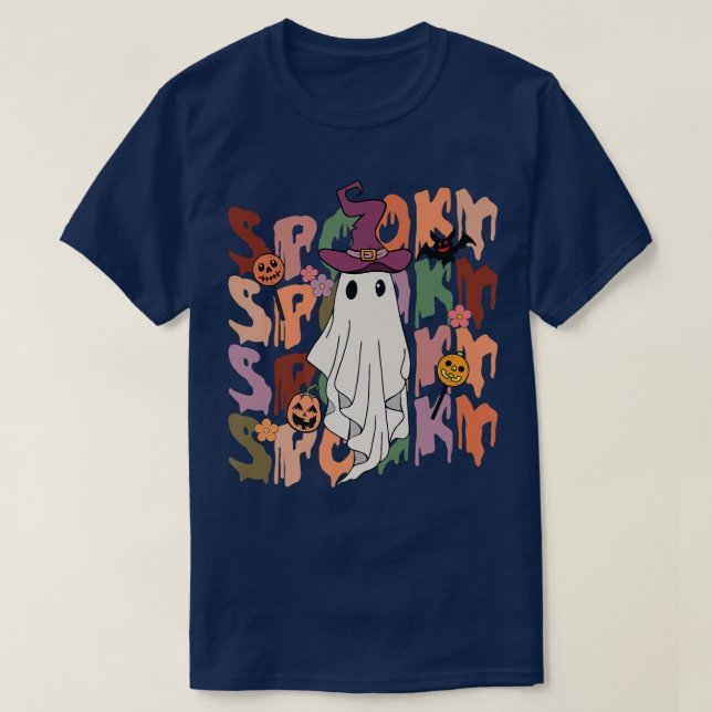 Spooky Ghost Costume Witch Groovy Vibes Hippie Hal T Shirt (Design framsida)