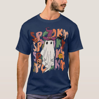 Spooky Ghost Costume Witch Groovy Vibes Hippie Hal T Shirt