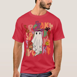 Spooky Ghost Costume Witch Groovy Vibes Hippie Hal T Shirt