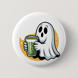Spooky Ghost Drinking Matcha Halloween Knapp