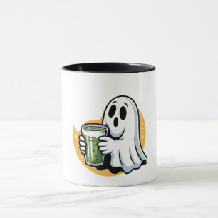 Spooky Ghost Drinking Matcha Halloween Mugg