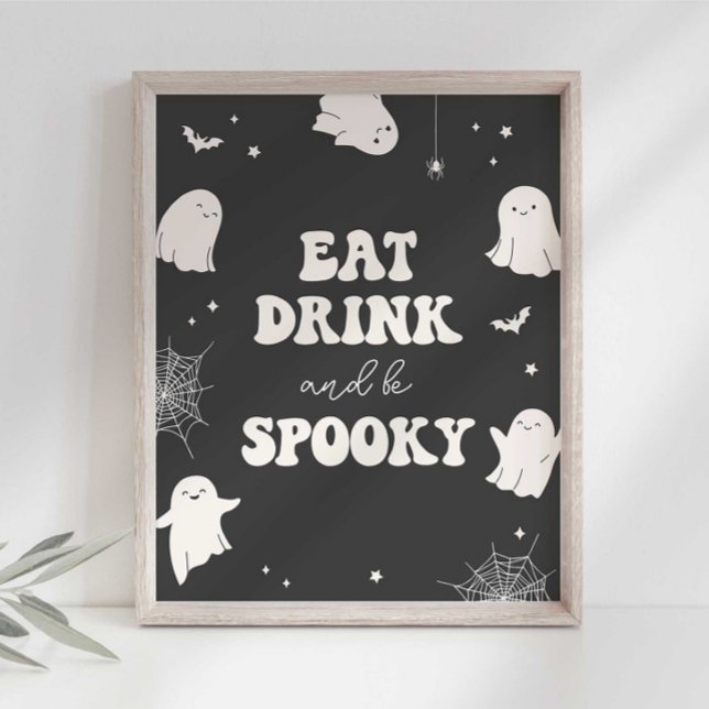 Spooky Ghost Eat Drink be Spooky Halloween-tecken Poster (Skapare uppladdad)