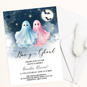 Spooky Ghost Ghoul Halloween Gender Reveal Inbjudningar
