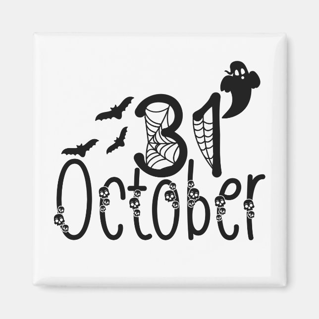 Spooky Ghost Halloween 31 oktober Magnet (Framsidan)