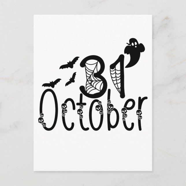 Spooky Ghost Halloween 31 oktober Vykort (Framsida)