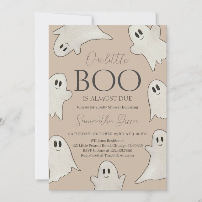 Spooky Ghost Halloween Baby Shower Inbjudningar (Framsida)