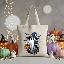 Spooky Ghost Halloween Candy Tote Bag Halloween Tygkasse