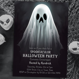 Spooky Ghost Halloween Costume Party Inbjudningar