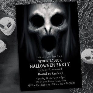 Spooky Ghost Halloween Costume Party Inbjudningar