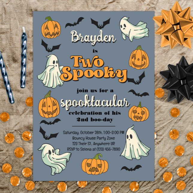 Spooky Ghost Halloween Fall Second Birthday Inbjudningar (Skapare uppladdad)