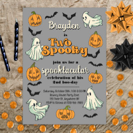 Spooky Ghost Halloween Fall Second Birthday Inbjudningar