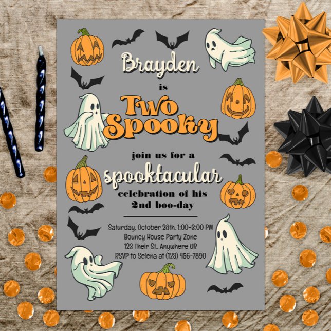 Spooky Ghost Halloween Fall Second Birthday Inbjudningar (Skapare uppladdad)