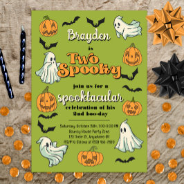 Spooky Ghost Halloween Fall Second Birthday Inbjudningar
