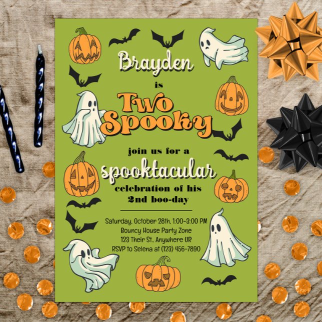 Spooky Ghost Halloween Fall Second Birthday Inbjudningar (Skapare uppladdad)