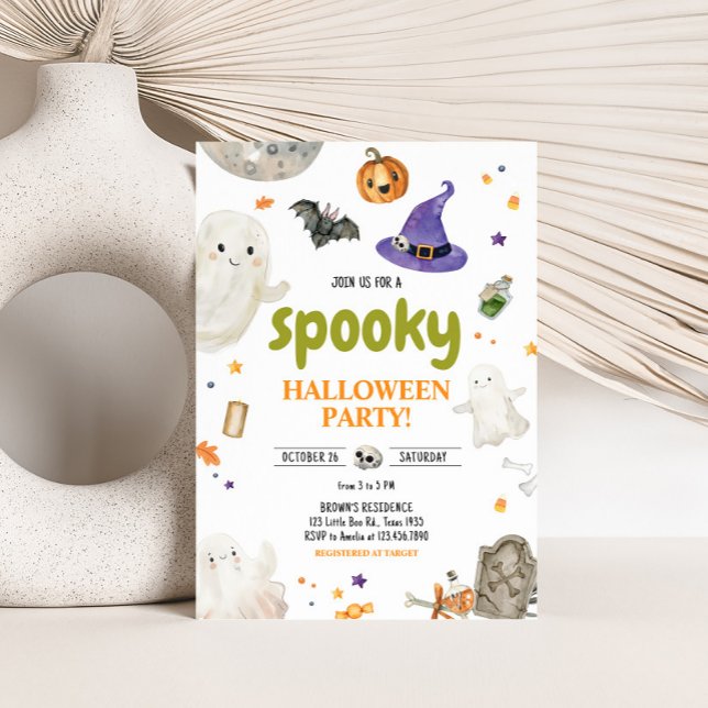 Spooky Ghost Halloween fest Inbjudningar (Ghost Spooky Halloween Party Invitation)