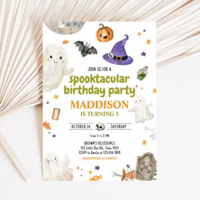 Spooky Ghost Halloween Födelsedagsfest inbjudan (Ghost Spooky Halloween Baby Shower Invitation )