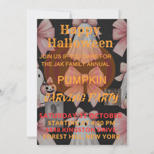 Spooky Ghost Halloween Pumpkin Carving Party Invit Inbjudningar
