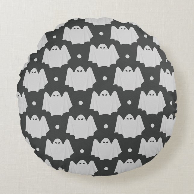 Spooky Ghost Halloween Rund Kudde (Framsidan)
