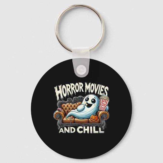Spooky Ghost Halloween-skräckfilmer och Chill Mov Nyckelring (Framsida)