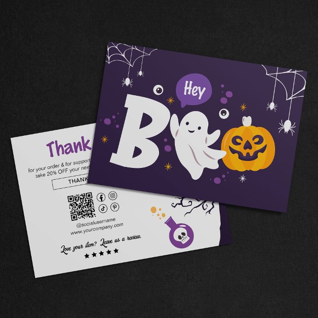 Spooky Ghost Halloween Small Business Tack Kort (Skapare uppladdad)