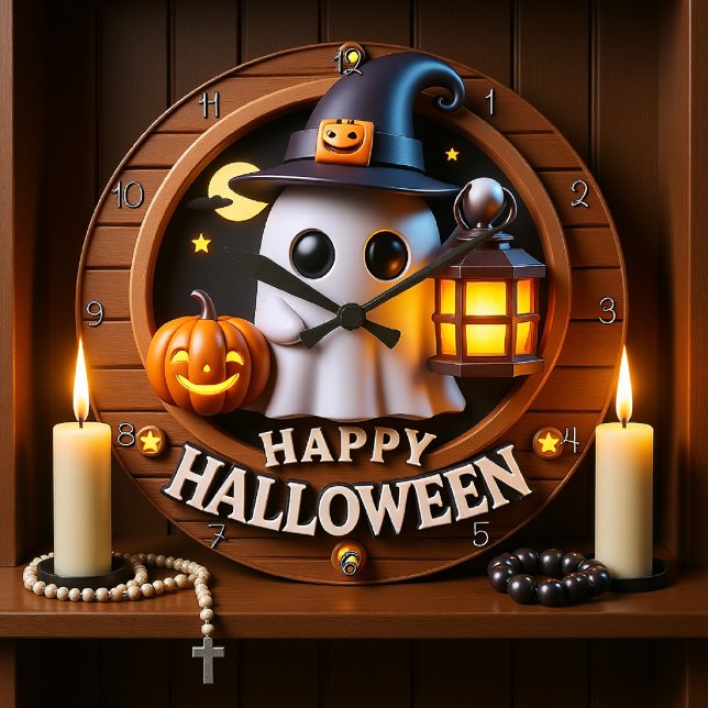 Spooky Ghost Halloween Thmet Stor Klocka (Skapare uppladdad)