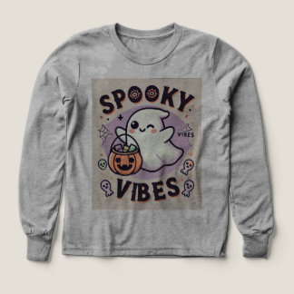 Spooky Ghost Holding Pumpkin Långärmad T-shirt