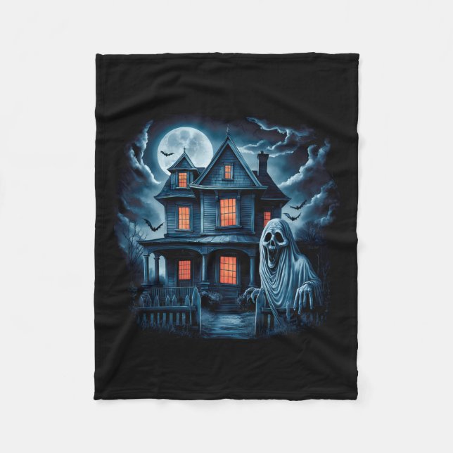Spooky Ghost House Mörk Horror Halloween Costume Fleecefilt (Framsidan)
