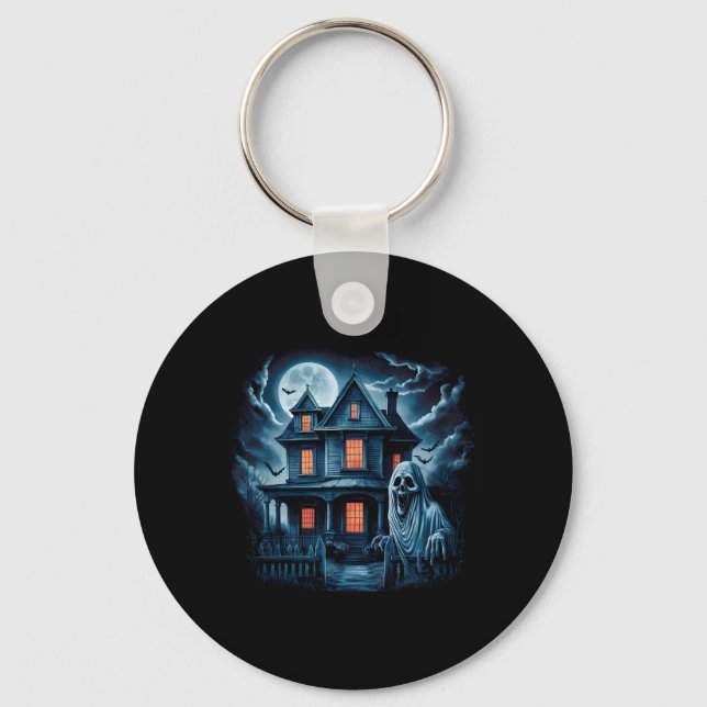 Spooky Ghost House Mörk Horror Halloween Costume Nyckelring (Framsida)
