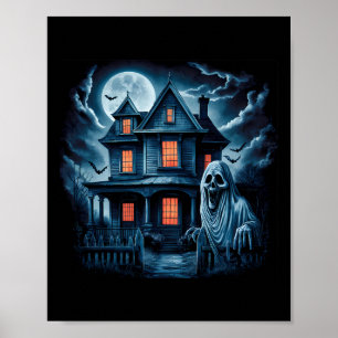 Spooky Ghost House Mörk Horror Halloween Costume Poster