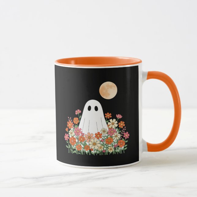 Spooky Ghost i Flowers Halloween Mugg (Höger)