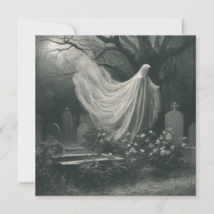Spooky Ghost i Graveyard Horror Vintage Goth Kort