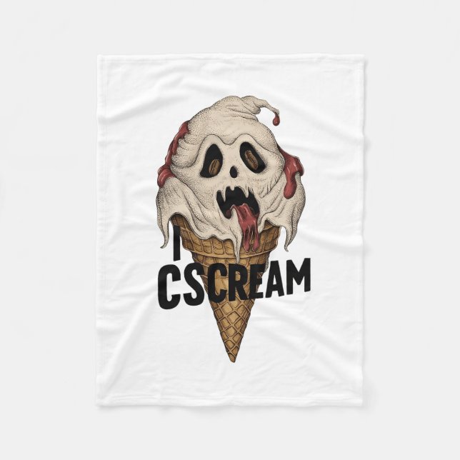 Spooky Ghost Ice Cream "I CSCREAM" Fleecefilt (Framsidan)