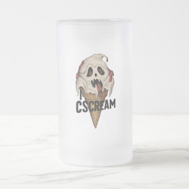 Spooky Ghost Ice Cream "I CSCREAM" Frostat Ölglas (Center)