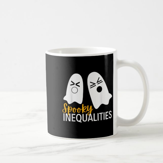 Spooky Ghost Inequalities Funny Halloween Math Tea Kaffemugg (Höger)