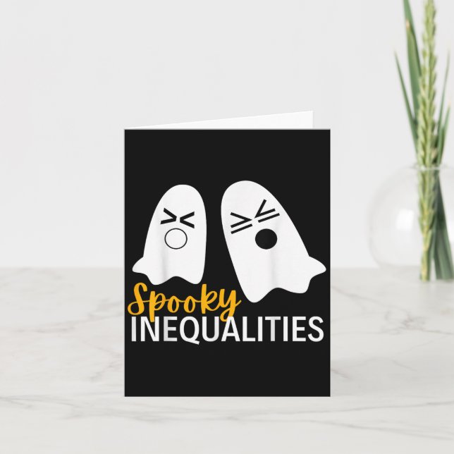 Spooky Ghost Inequalities Funny Halloween Math Tea Kort (Framsida)