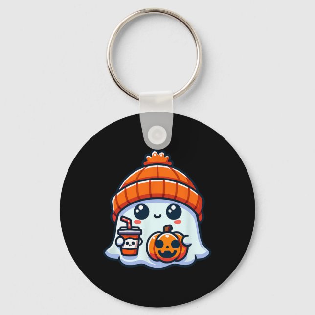 Spooky Ghost Manar Halloween Nyckelring (Framsida)