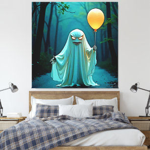 Spooky Ghost med Eerie Balloon Canvastryck