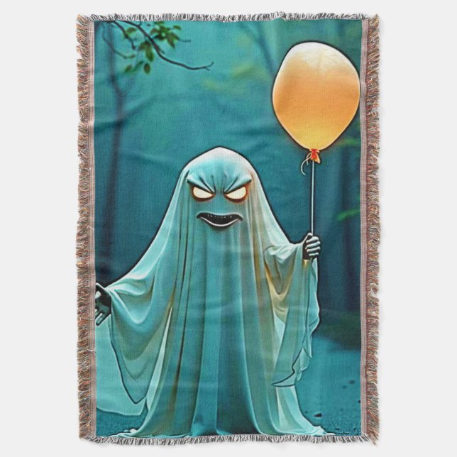 Spooky Ghost med Eerie Balloon Filt (Framsidan Vertikal)