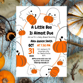 Spooky Ghost med enkel Elegant, Halloween Baby Sho Inbjudningar