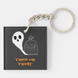Spooky Ghost med grav Halloween-akrylisk nyckelked