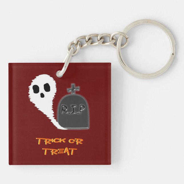 Spooky Ghost med grav Halloween-akrylisk nyckelked (Baksidan)