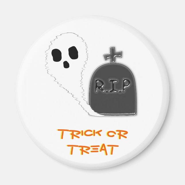 Spooky Ghost med grave Halloween Magnet (Framsidan)