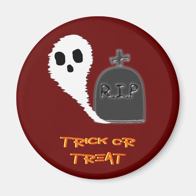 Spooky Ghost med grave Halloween Magnet (Framsidan)