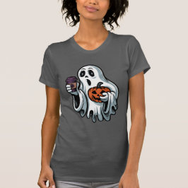 Spooky Ghost med kaffe och Pumpkin Halloween T Shirt