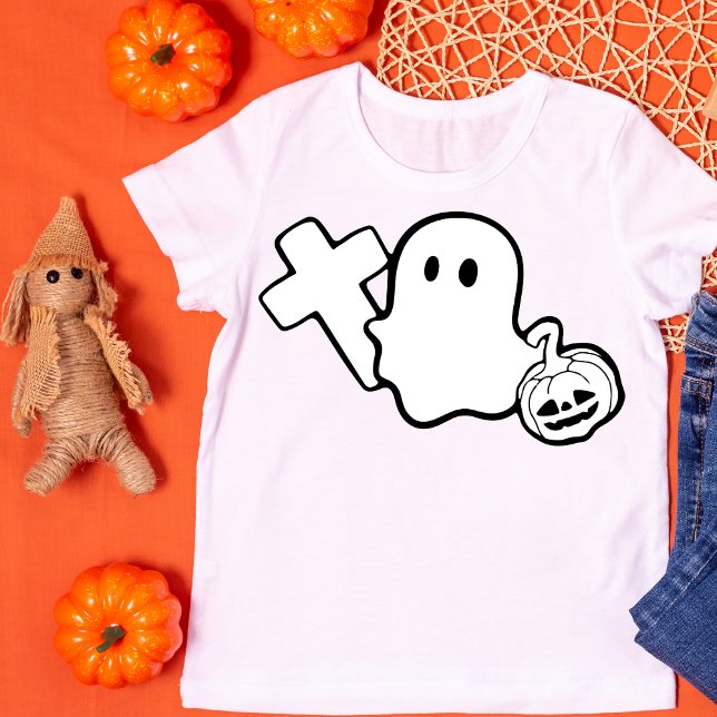 Spooky Ghost med Kor och Pumpkin Halloween T Shirt (Skapare uppladdad)