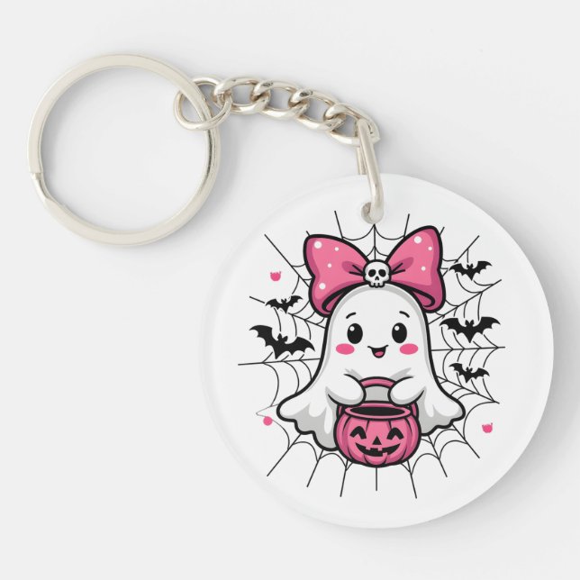 Spooky Ghost med Rosa Bow Breast Cancer Awareness (Framsidan)