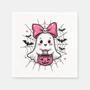 Spooky Ghost med Rosa Bow Breast Cancer Awareness Pappersservett
