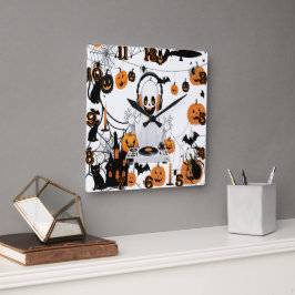 Spooky Ghost Night Fyrkantig Klocka